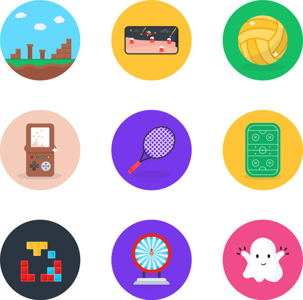 收集游戏和硬件图标在平面ro图片下载