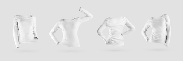 白色长袖运动衫模型，3D渲染，孤立的背景。图片下载