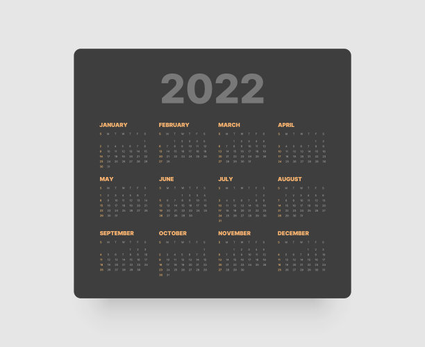每月日历为2022年周开始图片下载