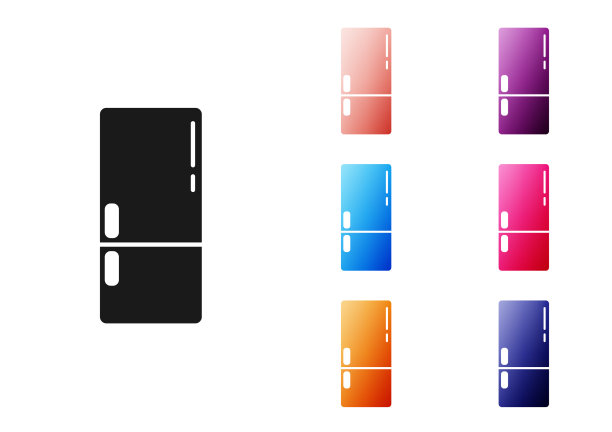 黑色冰箱图标孤立在白色上图片下载