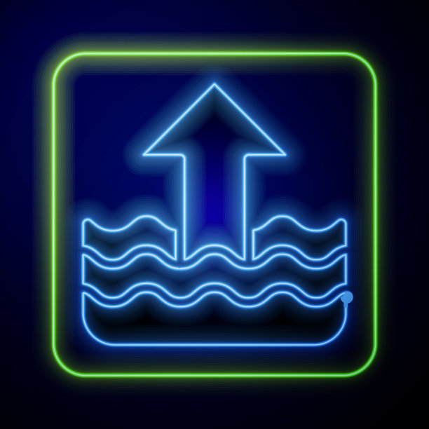发光的霓虹灯上升水位图标孤立上图片下载