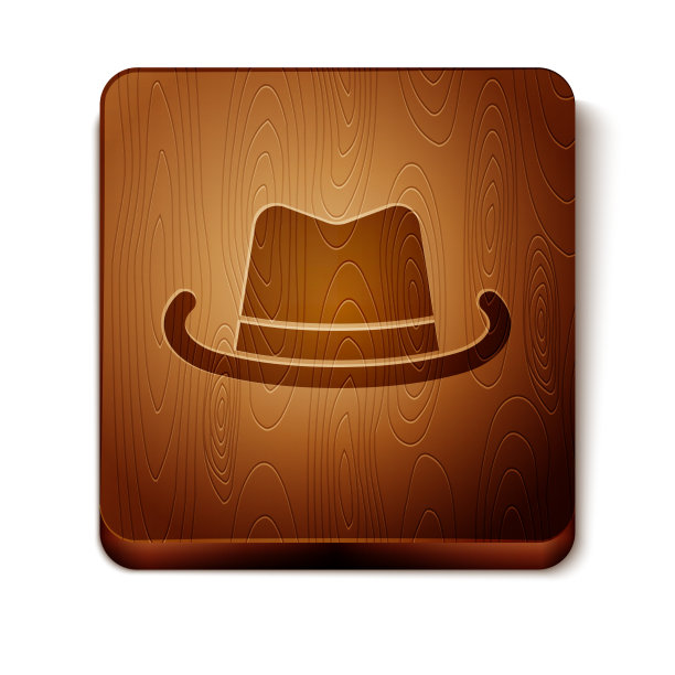 棕色西部牛仔帽图标孤立在白色图片下载
