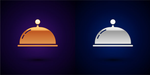 金和银覆盖托盘食物图标图片下载