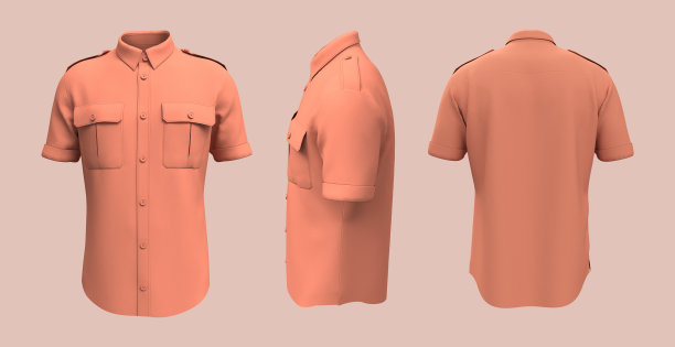 男子短袖军事衬衫模型图片下载