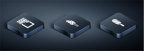 设置等距的巧克力棒冰淇淋和图标图片下载