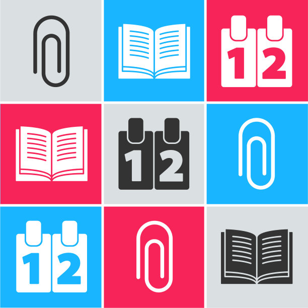 设置回形针打开书和日历图标图片下载