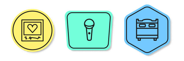 设线相框和心形麦克风图片下载