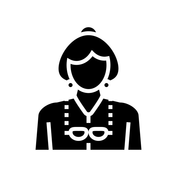 老年妇女祖母字形图标矢量插图图片下载