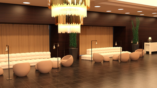 3D插画现代酒店图片下载