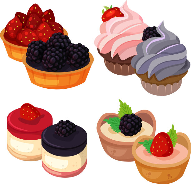用草莓和黑莓做的食物甜点图片下载