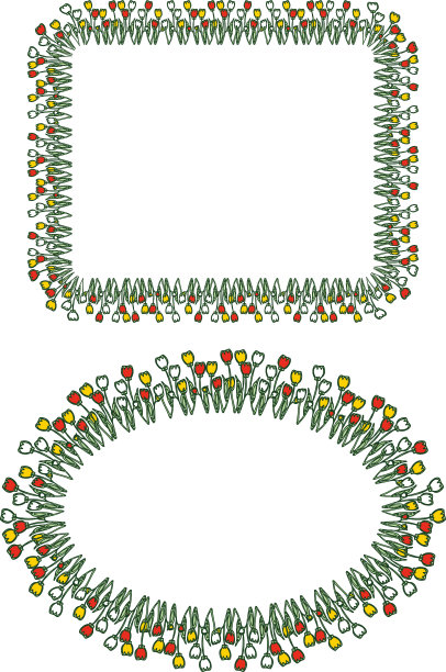 从绘制的彩色郁金香装饰花卉框架图片下载
