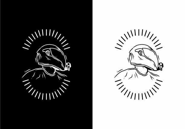 黑白线条艺术的摩托车博客人徽章设计图片下载