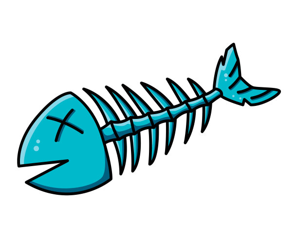 死鱼的图片在蓝黑色的轮廓图片下载