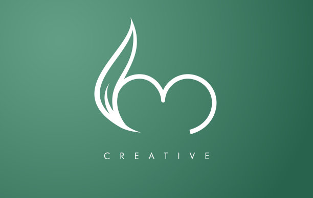 优雅的字母叶子标志设计与轮廓。图片下载