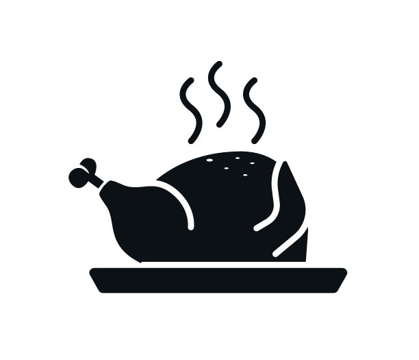 烤鸡图标在平面风格孤立的白色背景。菜单项。矢量图图片下载