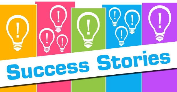 成功的故事彩色垂直盒子灯泡图片下载