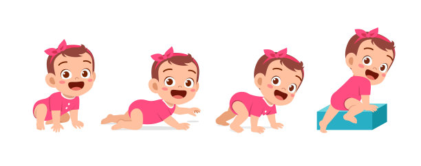 可爱的小女孩在生长周期中进度设定图片下载