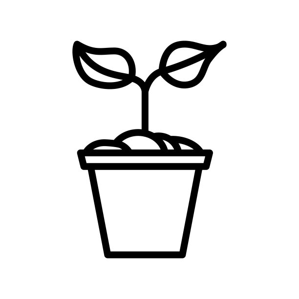 植物在花盆的平面线图标。花卉植物，园艺简单矢量插图。概要标志的移动概念和网页设计，商店，标志图片下载