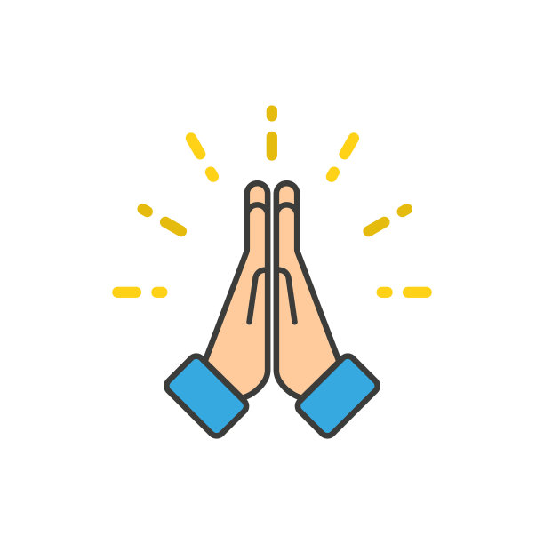 祈祷图标。手矢量插图在平面设计图片下载