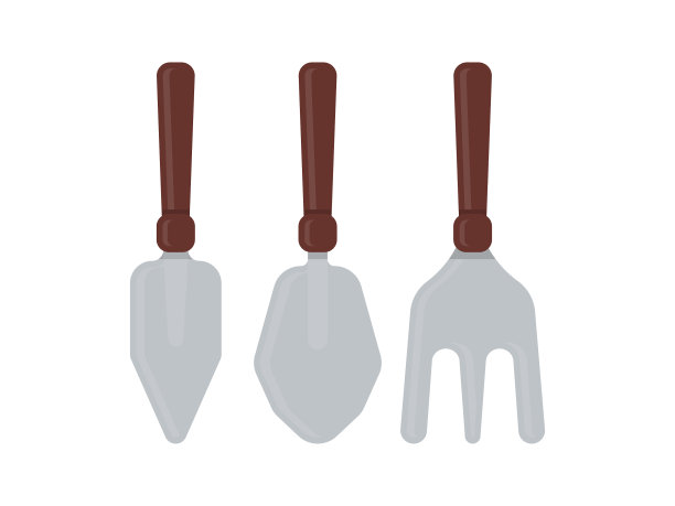 花园叉和铲子图标一套小手图片下载