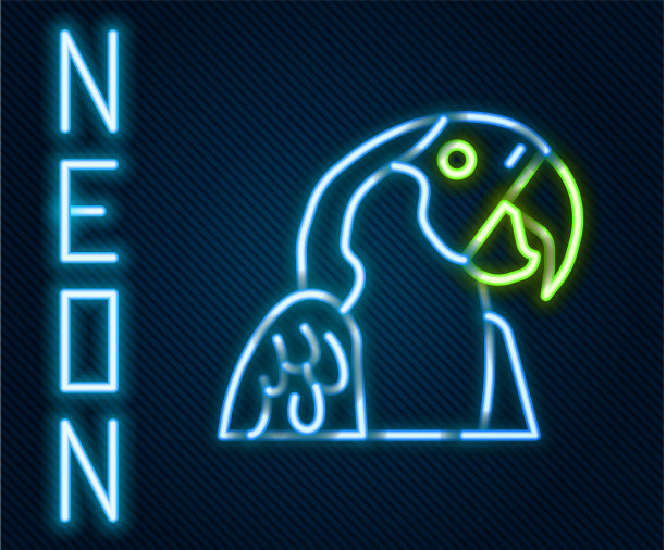 发光的霓虹线金刚鹦鹉鸟动物图标图片下载