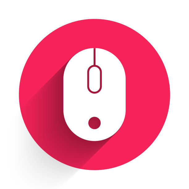 白色电脑鼠标图标与长隔离图片下载