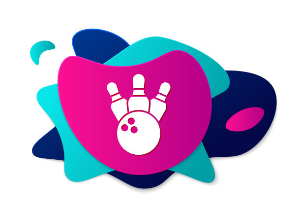 彩色保龄球瓶和球图标隔离在白色图片下载