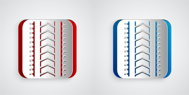 纸切割轮胎轨迹图标孤立在灰色图片下载