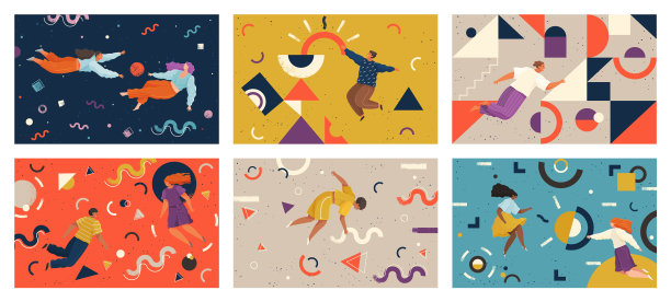 人们在抽象的想象空间中飞行图片下载