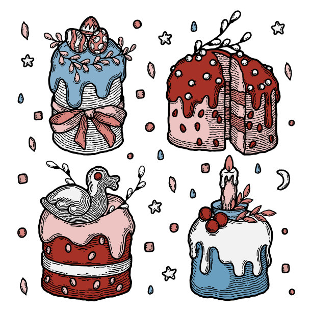 乡土传统复活节蛋糕集俄罗斯和图片下载