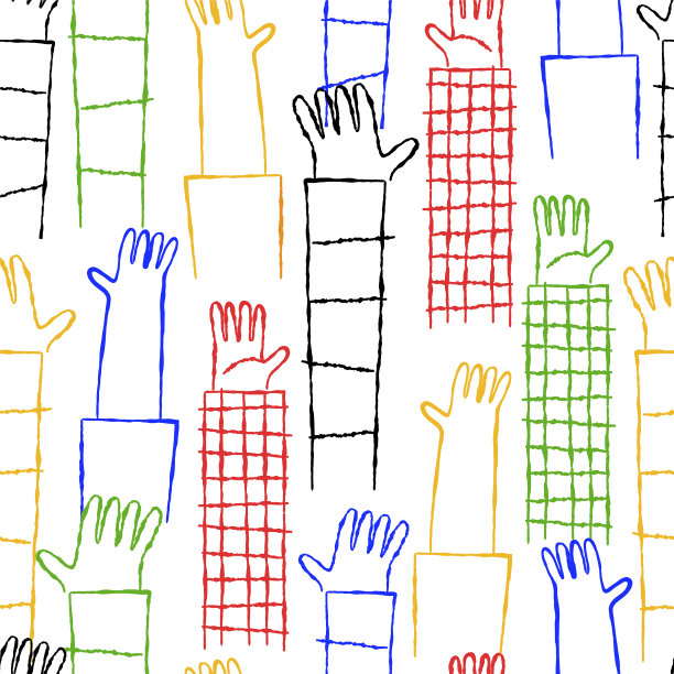 五颜六色的手撑起无缝图案图片下载