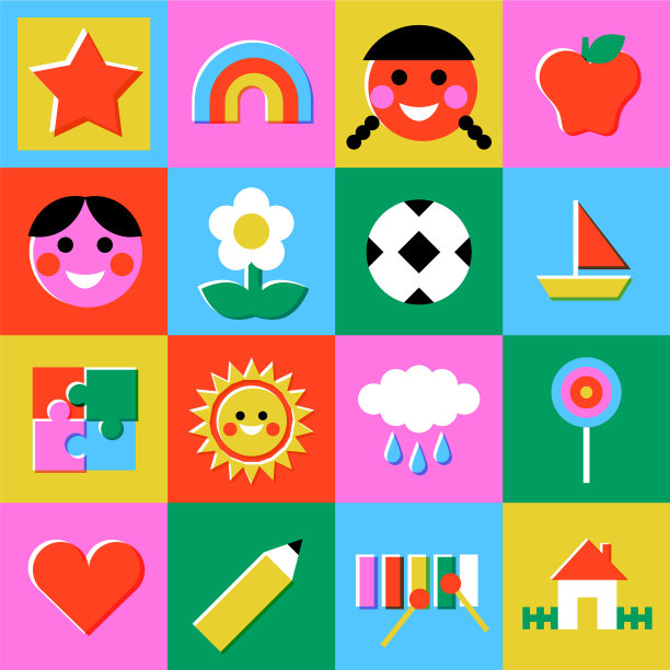 复古儿童游戏马赛克无缝图案图片下载