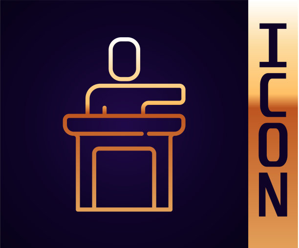 金色线扬声器图标孤立在黑色图片下载