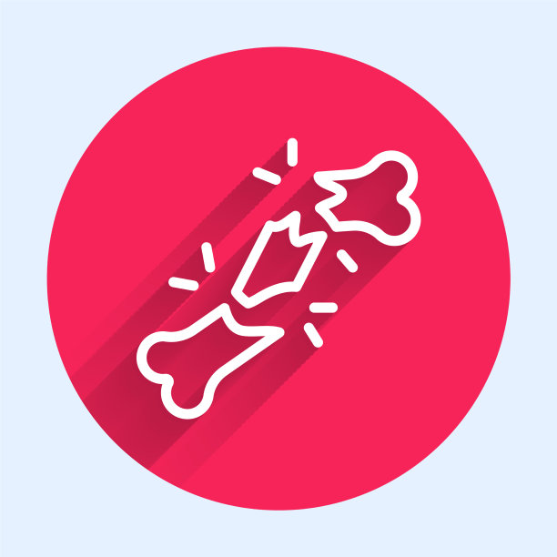 白线人骨折图标与孤立图片下载