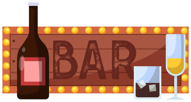 酒吧铭文的标志与粉红色的背景和图片下载