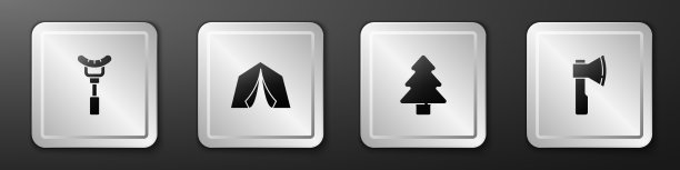 把香肠放在叉子上，旅游帐篷和森林图片下载