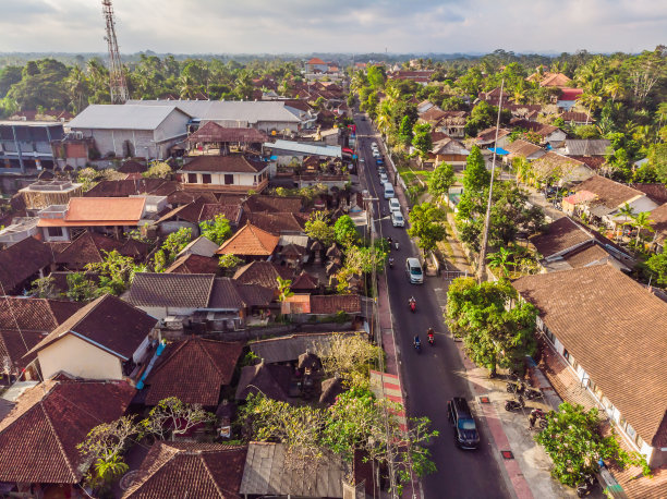照片来自乌布无人机。印尼巴厘岛乌布的空中风景图片下载