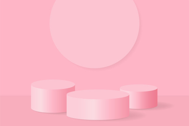 平台平台3D背景。逼真的工作室舞台底座设计粉色粉彩简约风格。矢量图图片下载