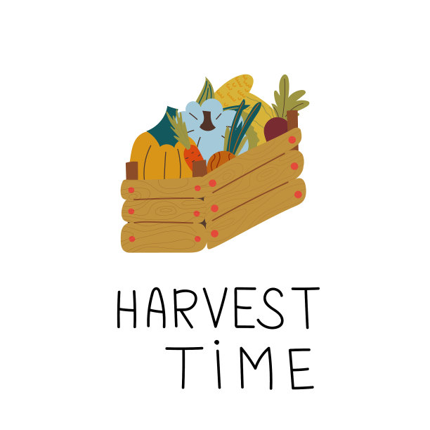 矢量木盒与秋季当地蔬菜。图片下载