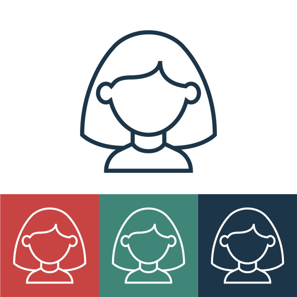 线性矢量图标与女孩图片下载