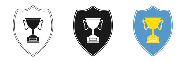 赢家奖杯图标集。网页设计。孤立的插图上的白色背景。图片下载