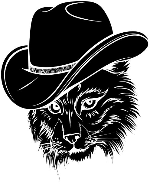 黑色剪影野猫山猫小跑图片下载