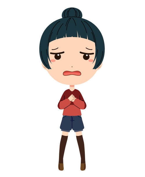 一个沮丧女孩的全身插画图片下载