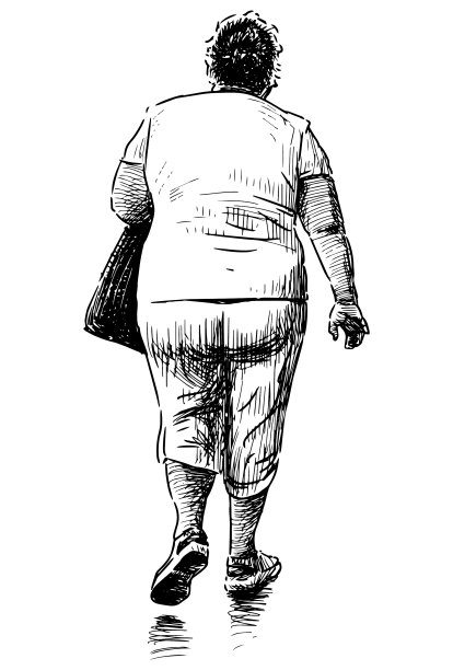 素描随意的老年城市妇女走着图片下载