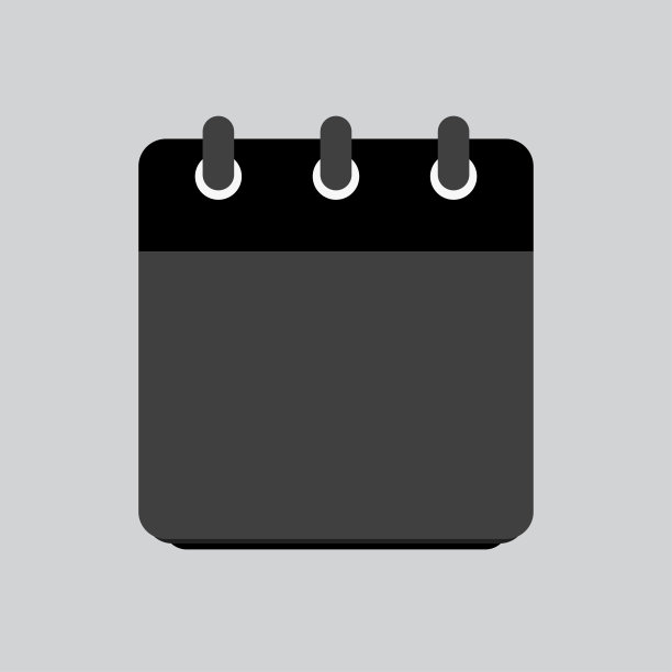 矢量图标方形日历日，黑色黑色风格图片下载