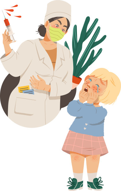 哭闹的小女孩害怕医生和注射图片下载