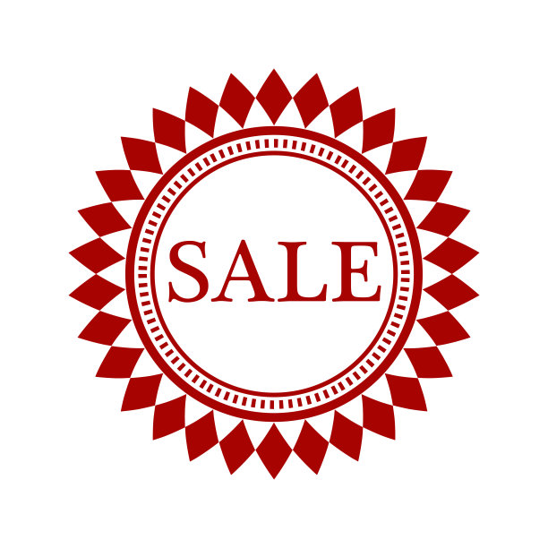 销售标签与红色邮票孤立在白色背景图片下载