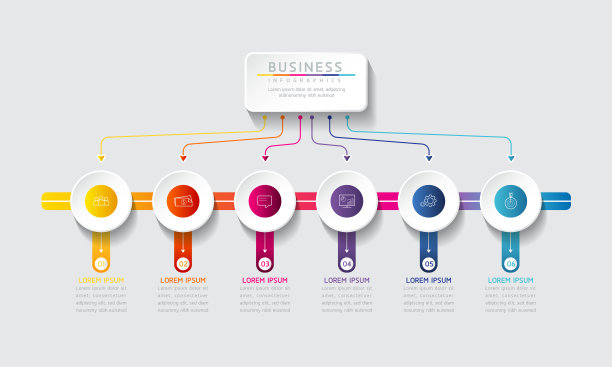 矢量插图信息图设计模板，业务信息，演示图表，6个选项或步骤。图片下载