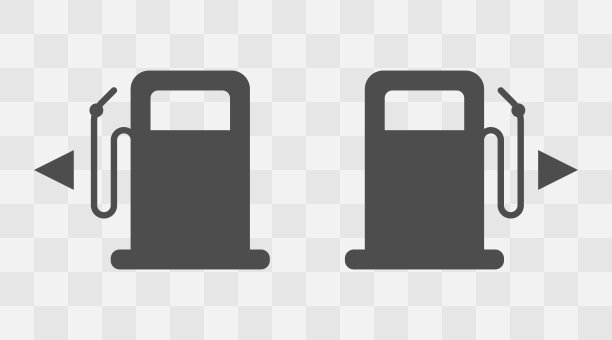 加油站矢量图标。加油站标志。满汽油的迹象。汽车仪表板上的汽车指示灯背景透明图片下载