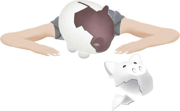 人的手臂和破储蓄罐图片下载